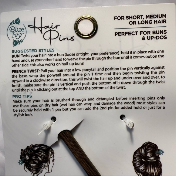 NWT Vintage Blue Ivy Mystical Bohemian Retro Style 6” Hair Pins - Picture 10 of 11